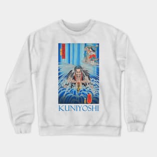 Priest Mongaku Doing 37 Days Penance Under a Freezing Waterfall by Utagawa Kuniyoshi Crewneck Sweatshirt